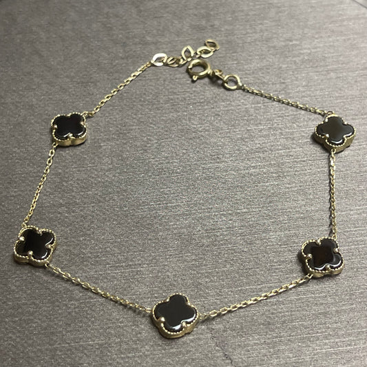 Clover Black bracelet 10k Gold