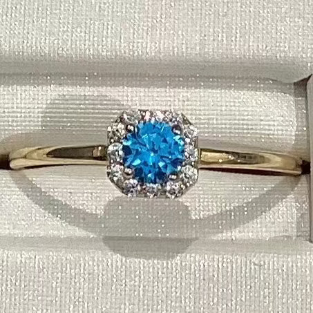 Blue topaz 10K Yellow Gold Women Ring 0.89g