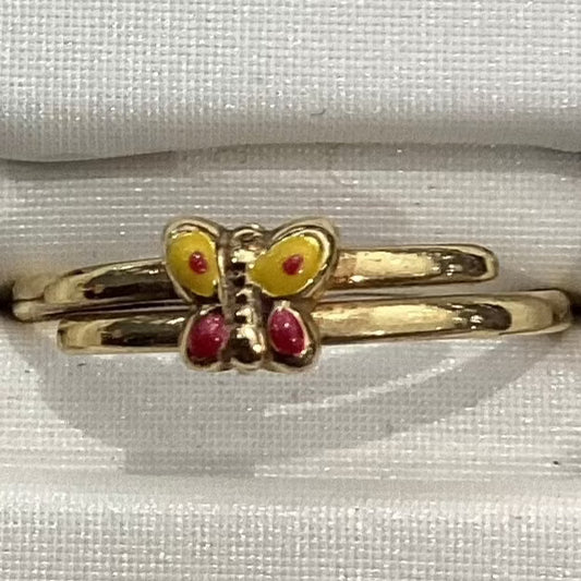  Butterfly 10K Yellow Gold Women Ring 1.02g