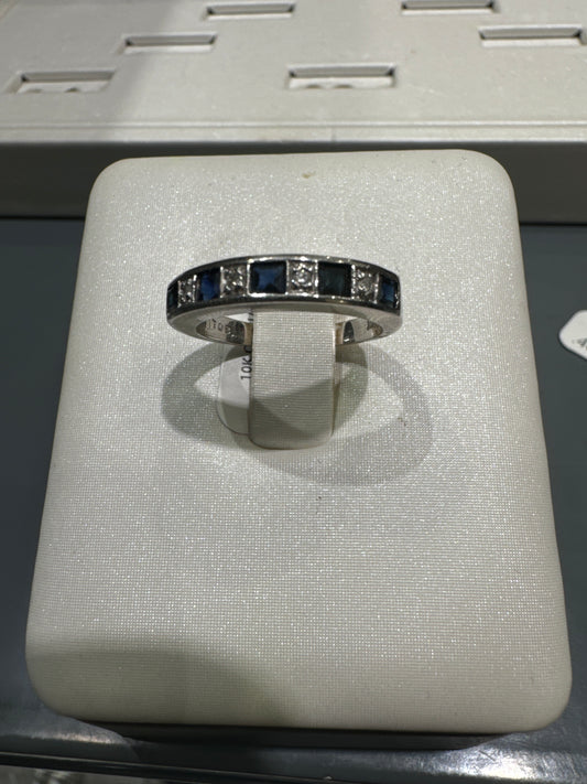 Bague en Or 10K avec .04CT de diamants + .50CT de Sapphire