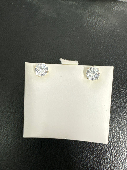 10K YG Boucles d’oreilles CZ 1.00CT 6.50mm