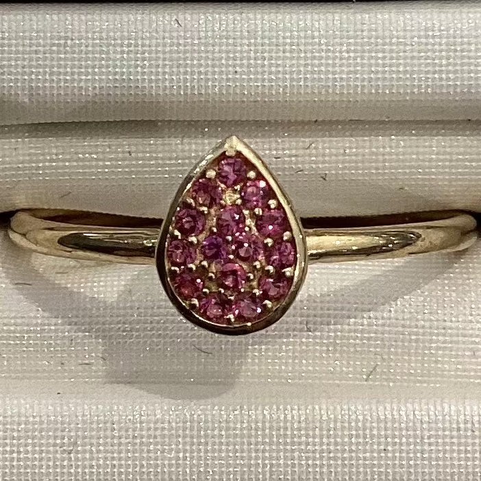 Pink drop 10K Y Gold Women Ring