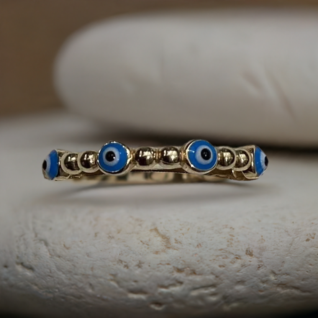 Evil eye ring 10K Y Gold Women Ring 1.44g