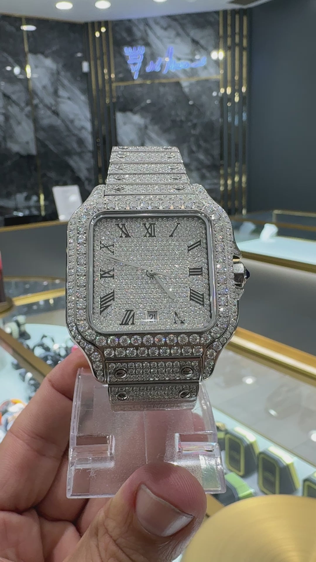 Miyota_watch_iced_out_moissanite_Bijouterie_Del_Moral_Brossard_Champlain_Mall_7 / Video